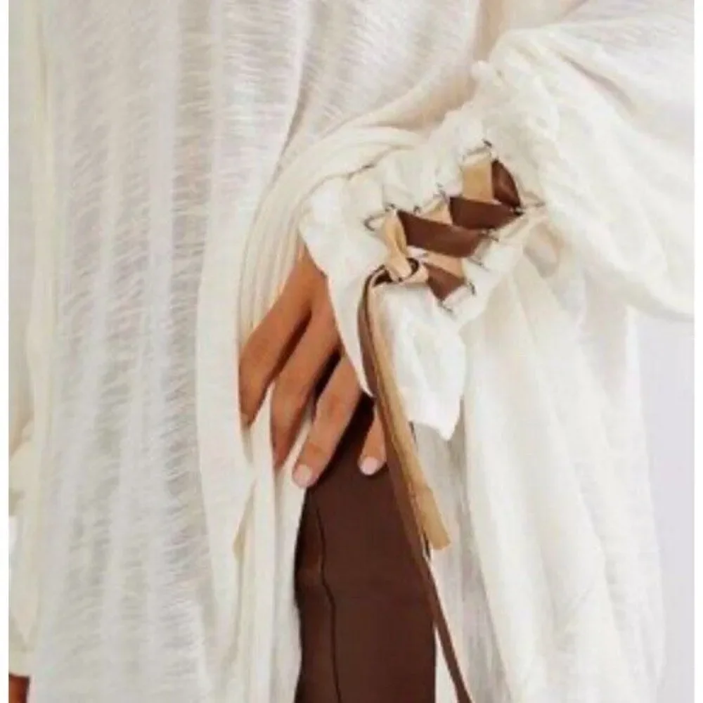 NEW FREE PEOPLE Sz XS BRIDGETTE TUNIC TOP IVORY